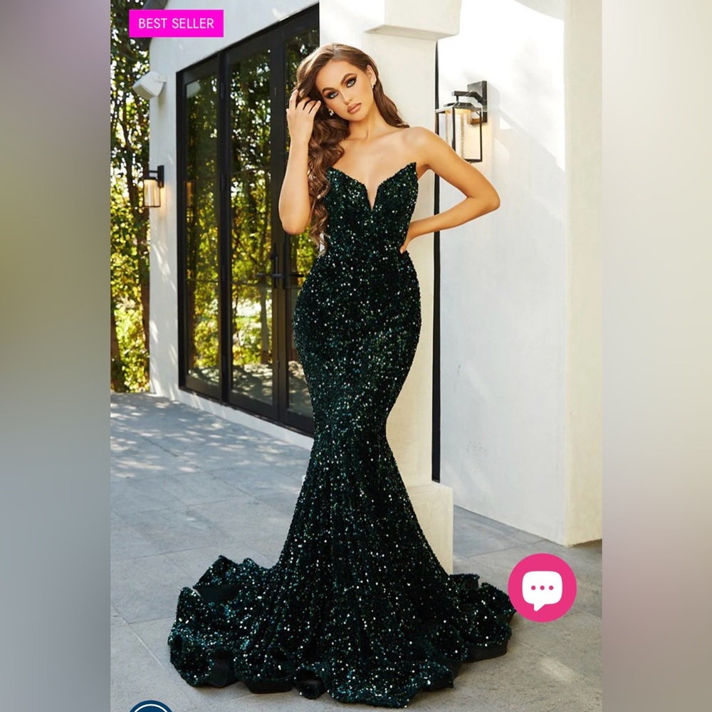 Elegant Green Sequin PROM or Evening Gown